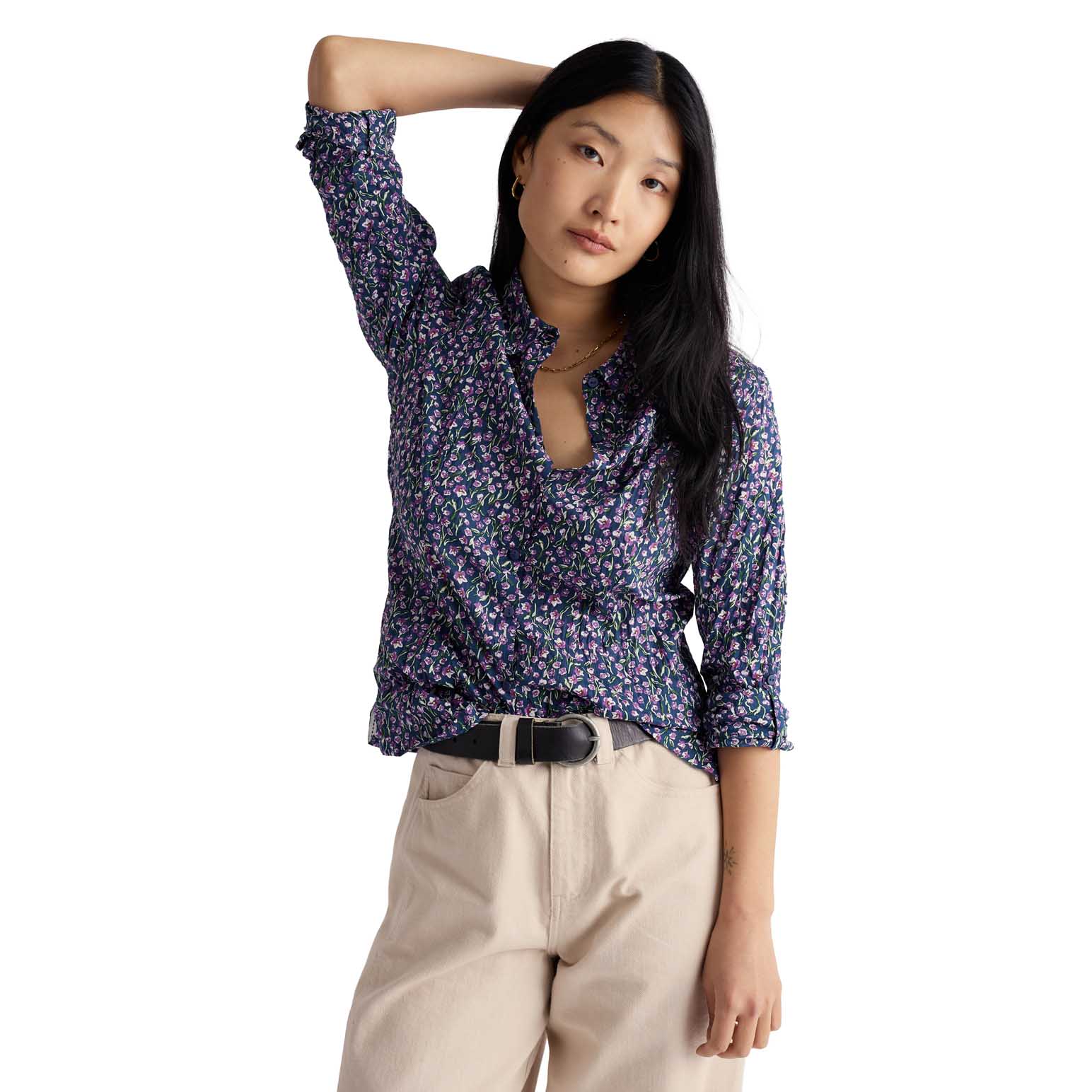 Seasalt Cornwall Larissa Shirt - Flax Flower Bright Orchid